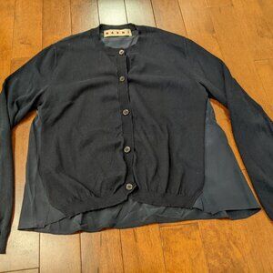 Marni women's size 40 navy blue cotton silk button up cardigan